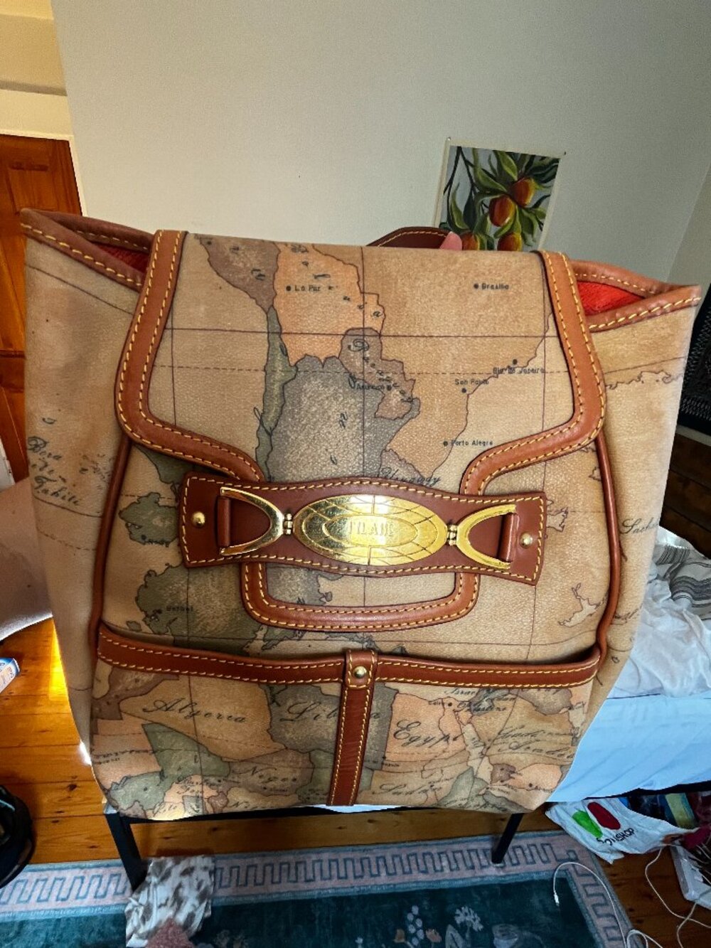 Rare Alviero Martini Vintage Geo Classic Map Backpack